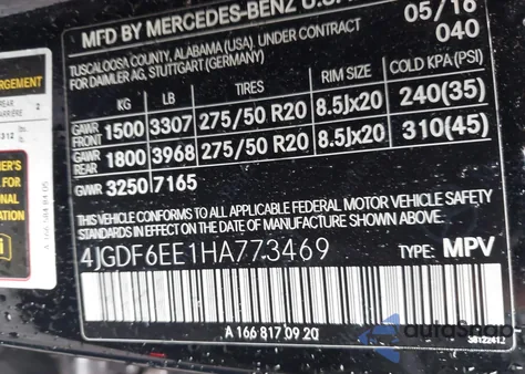 2017 Mercedes-Benz Gls 450 4Matic from USA, damaged, VIN 4JGDF6EE1HA773469